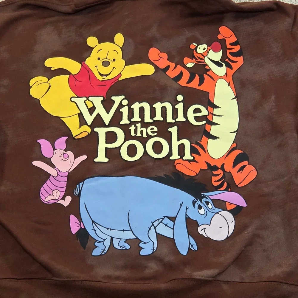 Disney Winnie‎ the Pooh Hoodie Full Zip Brown Youth XL Unisex